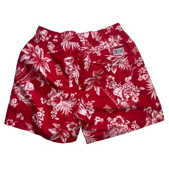 Polo Ralph Lauren Polo Bear Swim Trunks Shorts Red - Picture 2 of 12